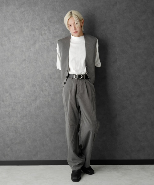 G.O.C(ジーオーシー)の「TRショートジレベスト・ハイライズワイドパンツセット(セットアップ・メンズ・ホワイト/ブラック/グレー・SMALL/MEDIUM/LARGE)」の3枚目の写真