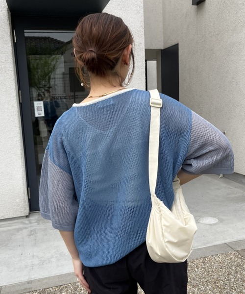 nemne store(ネンネストア)の「【低身長用サイズあり】ヘンリーネックメッシュニットTシャツ(Tシャツ/カットソー・レディース・アイボリー/ブルー/グリーン・SMALL/MEDIUM)」の22枚目の写真