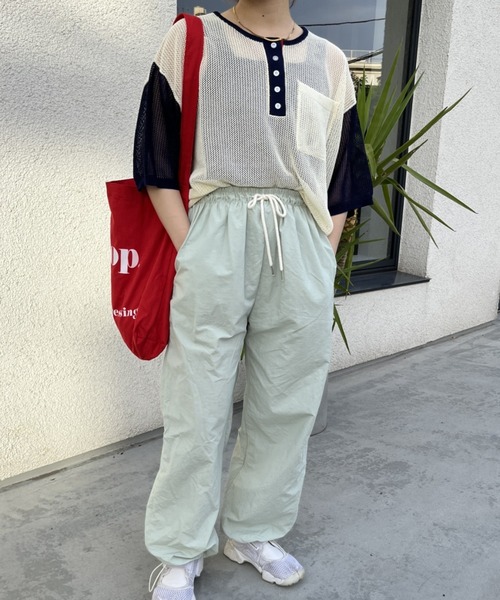 nemne store(ネンネストア)の「【低身長用サイズあり】ヘンリーネックメッシュニットTシャツ(Tシャツ/カットソー・レディース・アイボリー/ブルー/グリーン・SMALL/MEDIUM)」の7枚目の写真