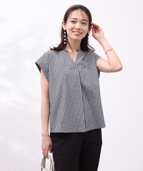 Chez toi(シェトワ)の「サイドボタンフレンチスリーブシャツ(シャツ/ブラウス・レディース・オフホワイト/ピンク/アイボリー/ブラック・FREE)」の22枚目の写真
