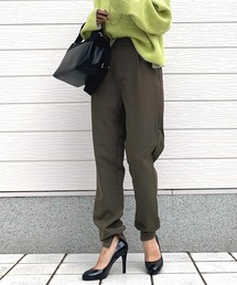 Q | ダブルジョーゼット 裾スリットジョガーパンツ(その他パンツ)