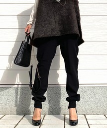 Q | ダブルジョーゼット 裾スリットジョガーパンツ(その他パンツ)