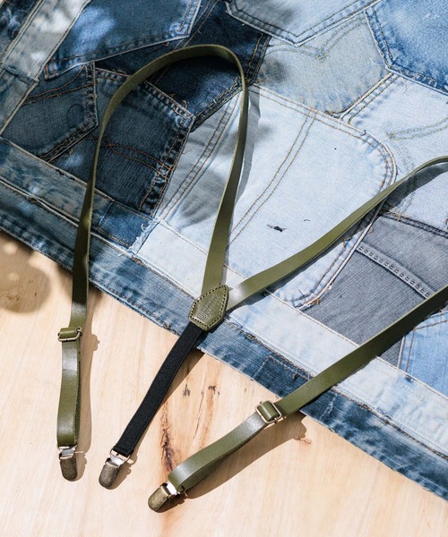 UNIVERSAL OVERALL(ユニバーサルオーバーオール)の「【UNIVERSAL OVERALL】Leather Suspenders(サスペンダー・レディース・ブラウン/ネイビー/ブラック/ダークブラウン/グリーン・FREE)」の1枚目の写真