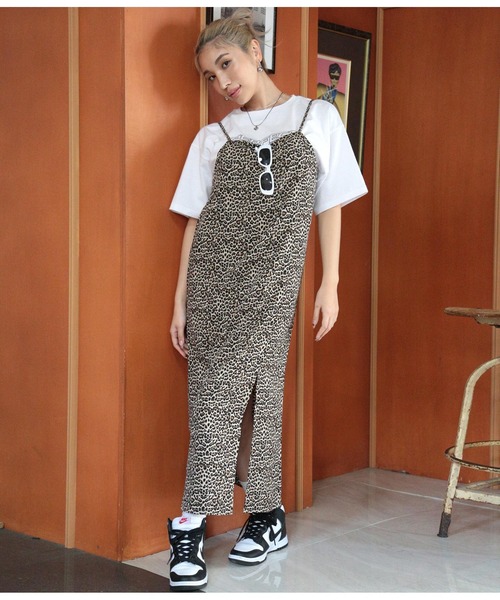 ANAP（アナップ）の「レオパード柄キャミワンピース（ワンピース・レディース・ブラウン/ライトベージュ・FREE）」の3枚目の写真