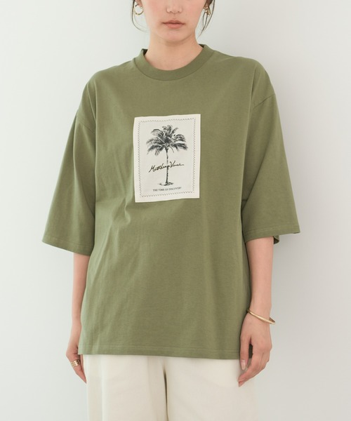 CRAFT STANDARD BOUTIQUE(クラフトスタンダードブティック)の「BOTANICAL ART TEE-I(Tシャツ/カットソー・レディース・オフホワイト/チャコールグレー/アイボリー/ブラック/グレイッシュベージュ/カーキ・L/XL/M)」の6枚目の写真