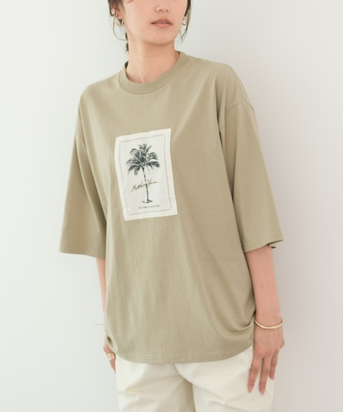 CRAFT STANDARD BOUTIQUE(クラフトスタンダードブティック)の「BOTANICAL ART TEE-I(Tシャツ/カットソー・レディース・オフホワイト/チャコールグレー/アイボリー/ブラック/グレイッシュベージュ/カーキ・L/XL/M)」の5枚目の写真
