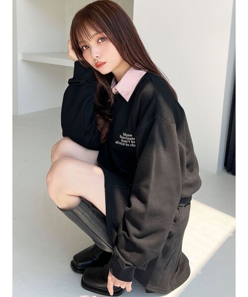 RESEXXY（リゼクシー）の「エンブロイダリースウェットトップス【セットアップ着用可能】（スウェット・レディース・アイボリー/グレー/ブラック・FREE）」の18枚目の写真