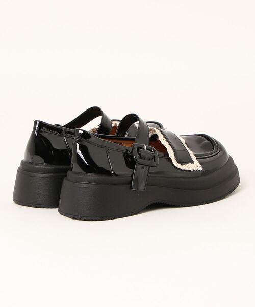 Burner(バーナー)の「【OKUOKU 0909】厚底 レースデザイン ストラップ ローファー oku-shoes-721273277613-38 M(ローファー・レディース・アイボリー/ブラック・36/38/40)」の4枚目の写真