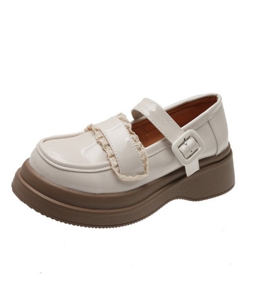 Burner(バーナー)の「【OKUOKU 0909】厚底 レースデザイン ストラップ ローファー oku-shoes-721273277613-38 M(ローファー・レディース・アイボリー/ブラック・36/38/40)」の18枚目の写真