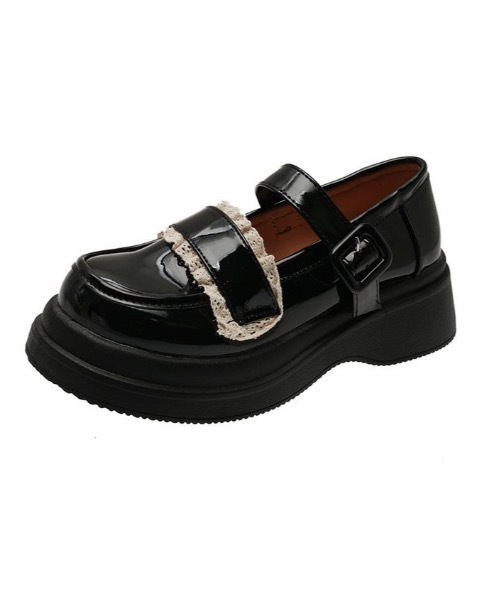 Burner(バーナー)の「【OKUOKU 0909】厚底 レースデザイン ストラップ ローファー oku-shoes-721273277613-38 M(ローファー・レディース・アイボリー/ブラック・36/38/40)」の8枚目の写真