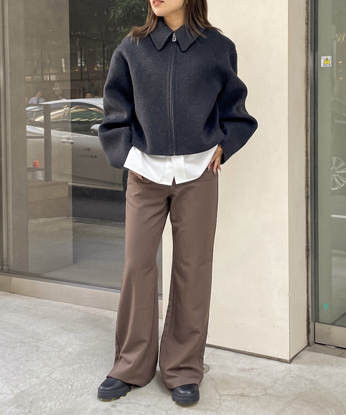 JOINT WORKS(ジョイントワークス)の「ダブルクロスバックフレアパンツ(スラックス・レディース・パープル/ブラウン/ブラック・SMALL/MEDIUM)」の12枚目の写真