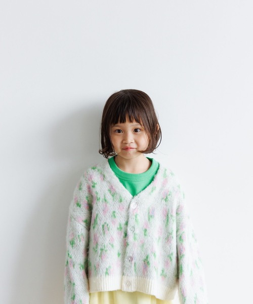 LOWRYS FARM（ローリーズファーム）の「シャギーフラワージャガードカーデ　973679（ニット/セーター・キッズ・ホワイト/ブラック/イエロー・110cm/120cm/130cm/150cm/140cm）」の13枚目の写真