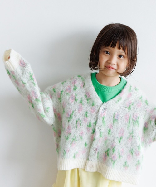 LOWRYS FARM（ローリーズファーム）の「シャギーフラワージャガードカーデ　973679（ニット/セーター・キッズ・ホワイト/ブラック/イエロー・110cm/120cm/130cm/150cm/140cm）」の22枚目の写真