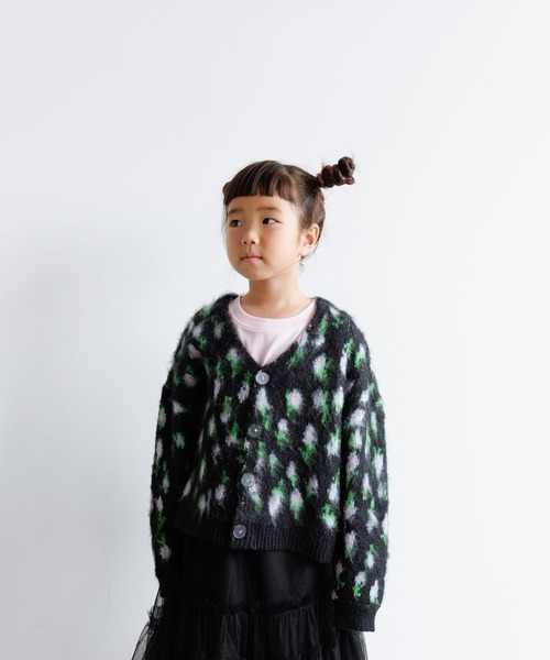 LOWRYS FARM（ローリーズファーム）の「シャギーフラワージャガードカーデ　973679（ニット/セーター・キッズ・ホワイト/ブラック/イエロー・110cm/120cm/130cm/150cm/140cm）」の18枚目の写真