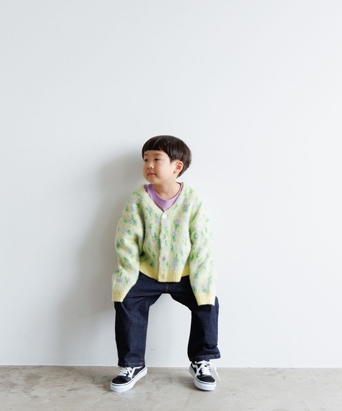 LOWRYS FARM（ローリーズファーム）の「シャギーフラワージャガードカーデ　973679（ニット/セーター・キッズ・ホワイト/ブラック/イエロー・110cm/120cm/130cm/150cm/140cm）」の10枚目の写真
