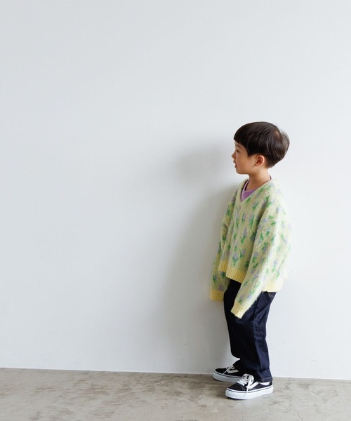 LOWRYS FARM（ローリーズファーム）の「シャギーフラワージャガードカーデ　973679（ニット/セーター・キッズ・ホワイト/ブラック/イエロー・110cm/120cm/130cm/150cm/140cm）」の6枚目の写真