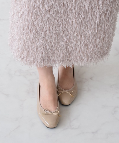 Bridget Birkin（ブリジットバーキン）の「【Bridget Birkin】スクエアトゥリボンレインフラットパンプス(534002)（レインシューズ・レディース・ベージュ/ブラック・23.5/24/24.5/23/22.5）」の6枚目の写真