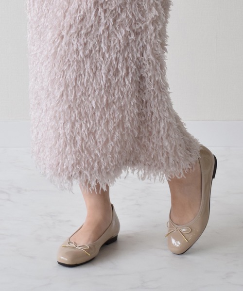 Bridget Birkin（ブリジットバーキン）の「【Bridget Birkin】スクエアトゥリボンレインフラットパンプス(534002)（レインシューズ・レディース・ベージュ/ブラック・23.5/24/24.5/23/22.5）」の10枚目の写真