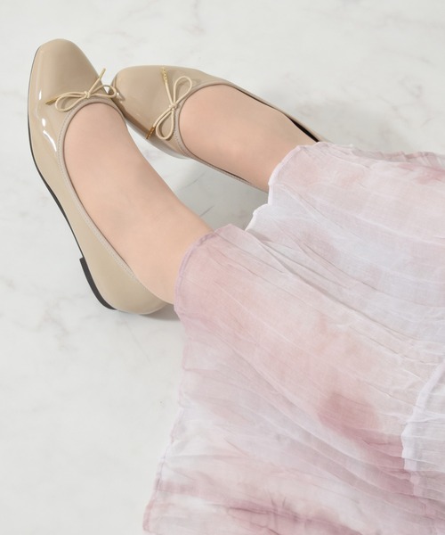 Bridget Birkin（ブリジットバーキン）の「【Bridget Birkin】スクエアトゥリボンレインフラットパンプス(534002)（レインシューズ・レディース・ベージュ/ブラック・23.5/24/24.5/23/22.5）」の9枚目の写真