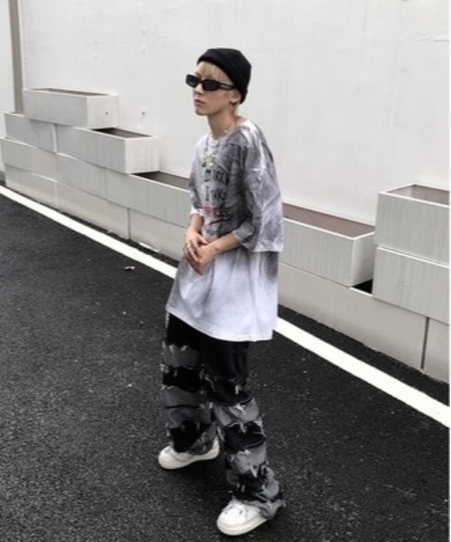 Burner(バーナー)の「【OKUOKU 0909】ダメージ加工 デニムパンツ oku-bottom-710789343023-56 Y1(デニムパンツ・メンズ・ブラック×グレー・S/L/M/XL)」の3枚目の写真