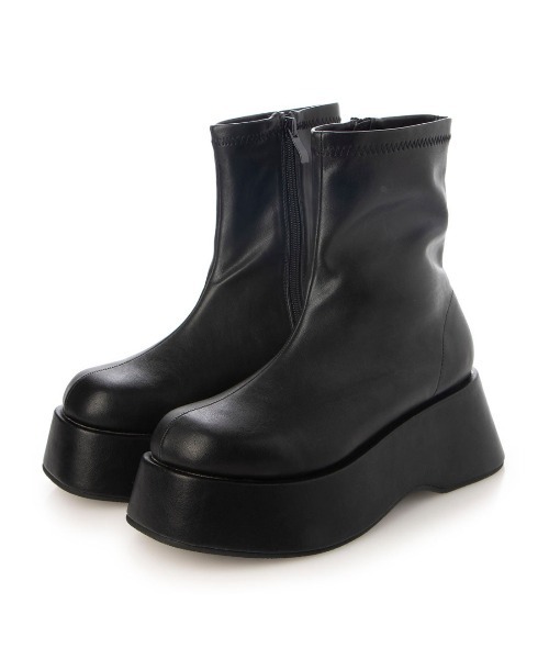 Realta（レアルタ）の「Realta(レアルタ)7cm厚底ウエッジソールストレッチショートブーツ（ブーツ・レディース・ブラック系その他/ブラック・M/S/L/LL）」の3枚目の写真