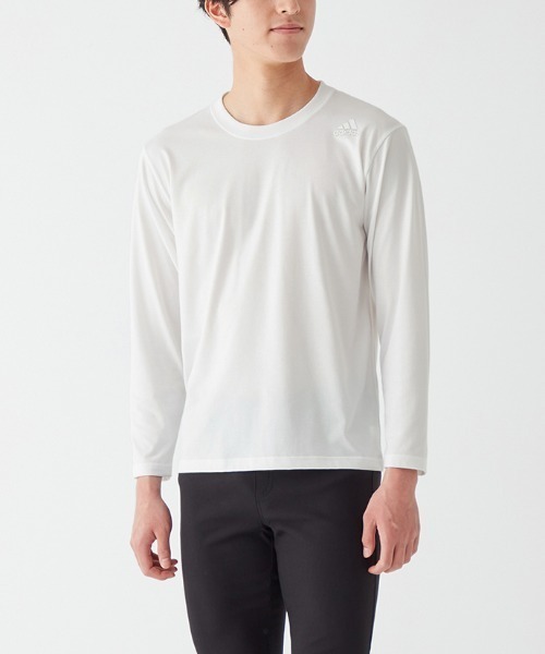 adidas（アディダス）の「adidas/アディダス ワンポイントロゴ クルーネック ロングスリーブ 綿混タイプ（その他アンダーウェア/インナー・メンズ・ブラック/ブルー系その他/オレンジ系その他/ホワイト・LARGE/MEDIUM）」の2枚目の写真
