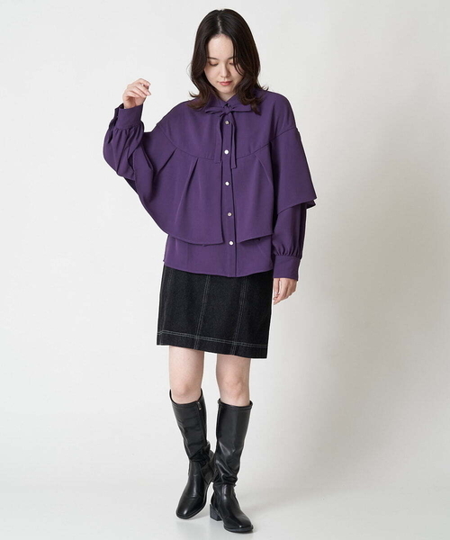 A de a.v.v(アードアー・ヴェ・ヴェ)の「フリルボリュームスリーブブラウス(シャツ/ブラウス・レディース・パープル/ブラック/ベージュ・MEDIUM/SMALL)」の7枚目の写真