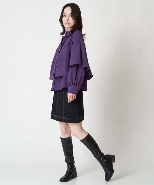 A de a.v.v(アードアー・ヴェ・ヴェ)の「フリルボリュームスリーブブラウス(シャツ/ブラウス・レディース・パープル/ブラック/ベージュ・MEDIUM/SMALL)」の9枚目の写真