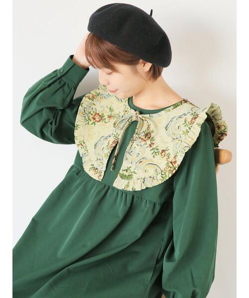 ehka sopo（エヘカソポ）の「ゴブランジレセットワンピース（ワンピース・レディース・ブラック/グリーン・F）」の3枚目の写真