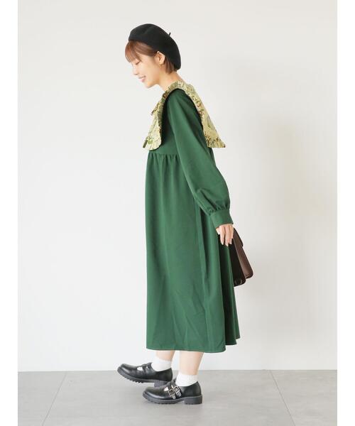 ehka sopo（エヘカソポ）の「ゴブランジレセットワンピース（ワンピース・レディース・ブラック/グリーン・F）」の9枚目の写真