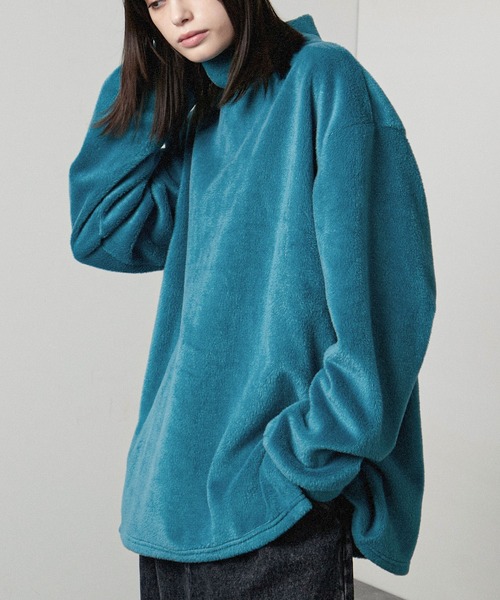 Alfred Alex（アルフレッドアレックス）の「【Alfred Alex】高密度シャギーモックネックルーズプルオーバー（ニット/セーター・メンズ・オリーブ/ライトグレー/レッド/モカ/アイボリー/ブラック/チャコール/ブルー・L/M）」の7枚目の写真