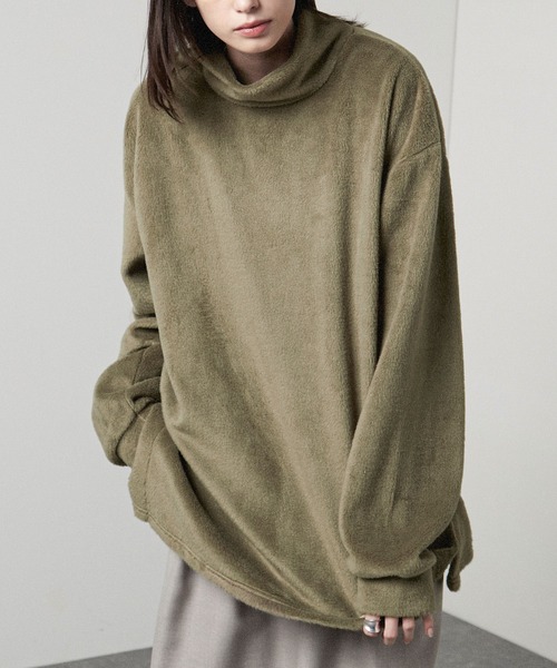 Alfred Alex（アルフレッドアレックス）の「【Alfred Alex】高密度シャギーモックネックルーズプルオーバー（ニット/セーター・メンズ・オリーブ/ライトグレー/レッド/モカ/アイボリー/ブラック/チャコール/ブルー・L/M）」の5枚目の写真