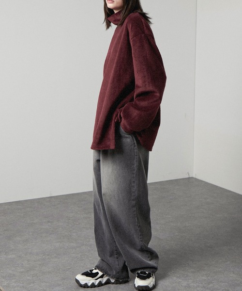 Alfred Alex】高密度シャギーモックネックルーズプルオーバー（ニット