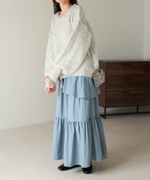 Bab（バブ）の「ボリュームスリーブモヘヤライクニット（ニット/セーター・レディース・ブラック/ブルー/杢グレー/オフホワイト・FREE）」の11枚目の写真