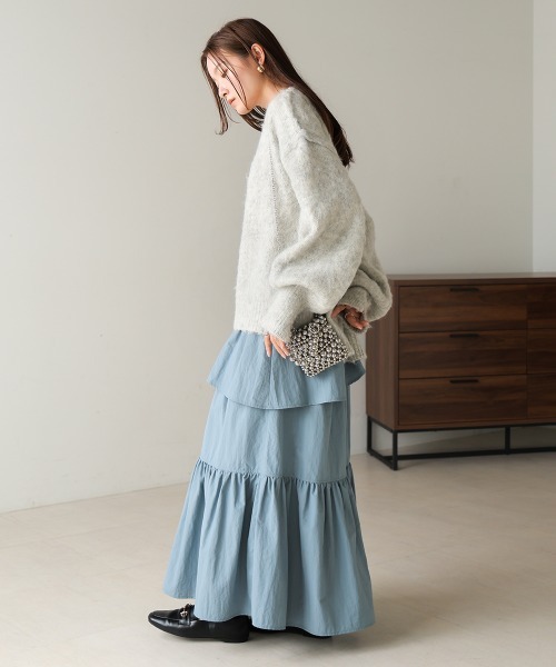 Bab（バブ）の「ボリュームスリーブモヘヤライクニット（ニット/セーター・レディース・ブラック/ブルー/杢グレー/オフホワイト・FREE）」の12枚目の写真