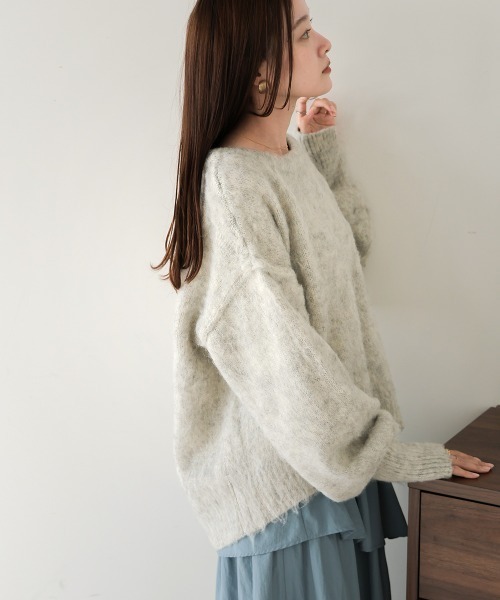 Bab（バブ）の「ボリュームスリーブモヘヤライクニット（ニット/セーター・レディース・ブラック/ブルー/杢グレー/オフホワイト・FREE）」の14枚目の写真