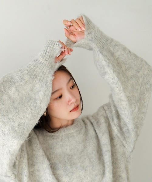 Bab（バブ）の「ボリュームスリーブモヘヤライクニット（ニット/セーター・レディース・ブラック/ブルー/杢グレー/オフホワイト・FREE）」の15枚目の写真