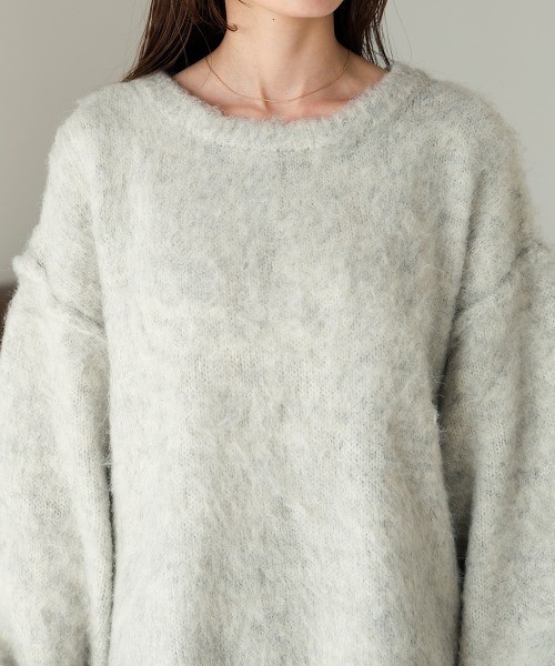 Bab（バブ）の「ボリュームスリーブモヘヤライクニット（ニット/セーター・レディース・ブラック/ブルー/杢グレー/オフホワイト・FREE）」の16枚目の写真