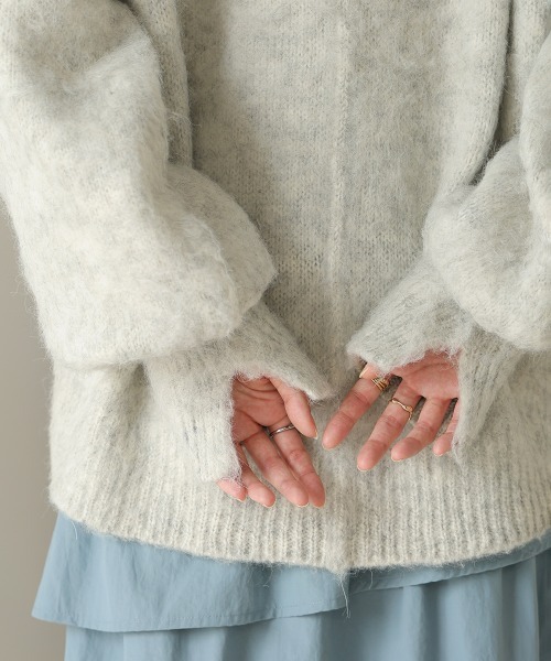 Bab（バブ）の「ボリュームスリーブモヘヤライクニット（ニット/セーター・レディース・ブラック/ブルー/杢グレー/オフホワイト・FREE）」の20枚目の写真