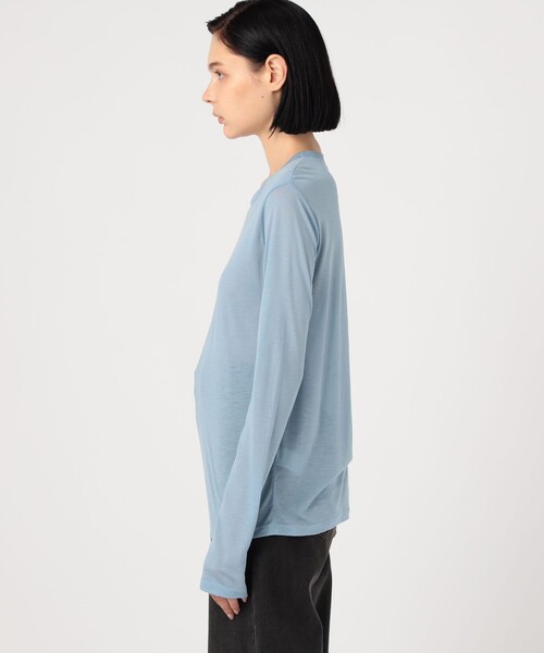 BASERANGE（ベースレンジ）の「BASERANGE LONG SLEEVE TEE（Tシャツ/カットソー・レディース・ライトブルー/レッド・S）」の5枚目の写真