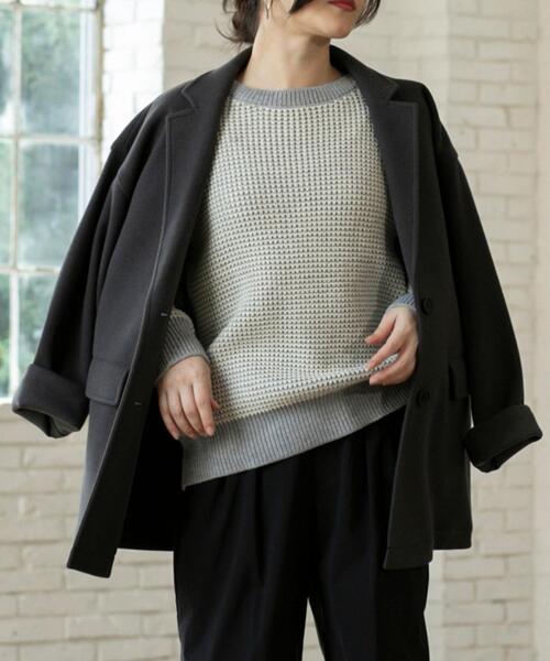 coen（コーエン）の「ライトエアーメルトンコートジャケット（その他アウター・レディース・ダークグレー/ライトグレー・FREE）」の10枚目の写真