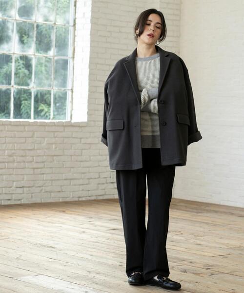 coen（コーエン）の「ライトエアーメルトンコートジャケット（その他アウター・レディース・ダークグレー/ライトグレー・FREE）」の12枚目の写真