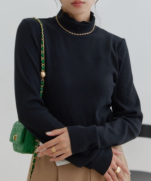 VIS（ビス）の「【静電気防止】リブカットハイネックプルオーバー（ニット/セーター・レディース・ブルー系その他4/ブラック/ホワイト系その他/オフホワイト/チャコールグレー・FREE）」の4枚目の写真