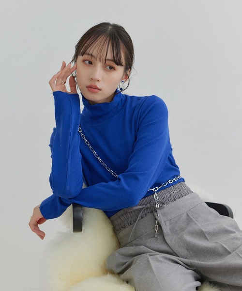 VIS（ビス）の「【静電気防止】リブカットハイネックプルオーバー（ニット/セーター・レディース・ブルー系その他4/ブラック/ホワイト系その他/オフホワイト/チャコールグレー・FREE）」の21枚目の写真