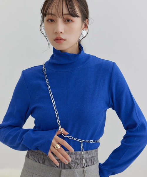 VIS（ビス）の「【静電気防止】リブカットハイネックプルオーバー（ニット/セーター・レディース・ブルー系その他4/ブラック/ホワイト系その他/オフホワイト/チャコールグレー・FREE）」の22枚目の写真