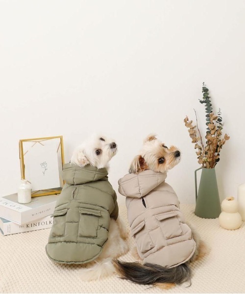 ポケット付きフードダウンジャケット / 犬服 / ドッグウェア（ペット