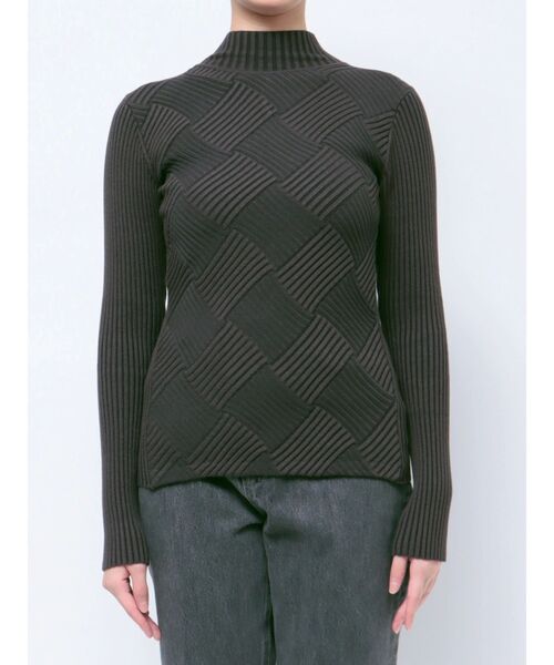 LAGUNAMOON（ラグナムーン）の「クロスチェックリブニットプルオーバー（ニット/セーター・レディース・チャコールグレー/アイボリー/ミント・FREE）」の5枚目の写真