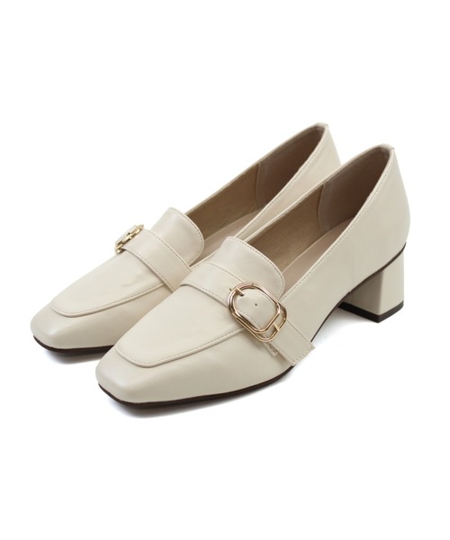 スクエアトゥバックルベルトローファーパンプス（パンプス）｜VIVIAN