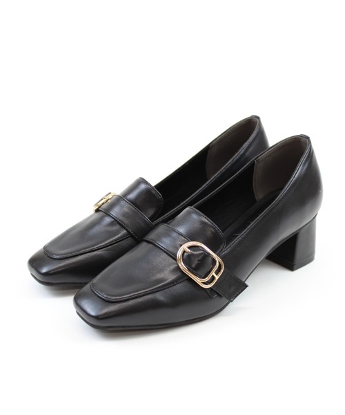 スクエアトゥバックルベルトローファーパンプス（パンプス）｜VIVIAN