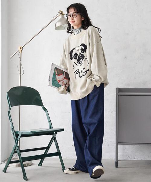 セール】WEGO/オーバーフィットジャガードプルオーバー（ニット